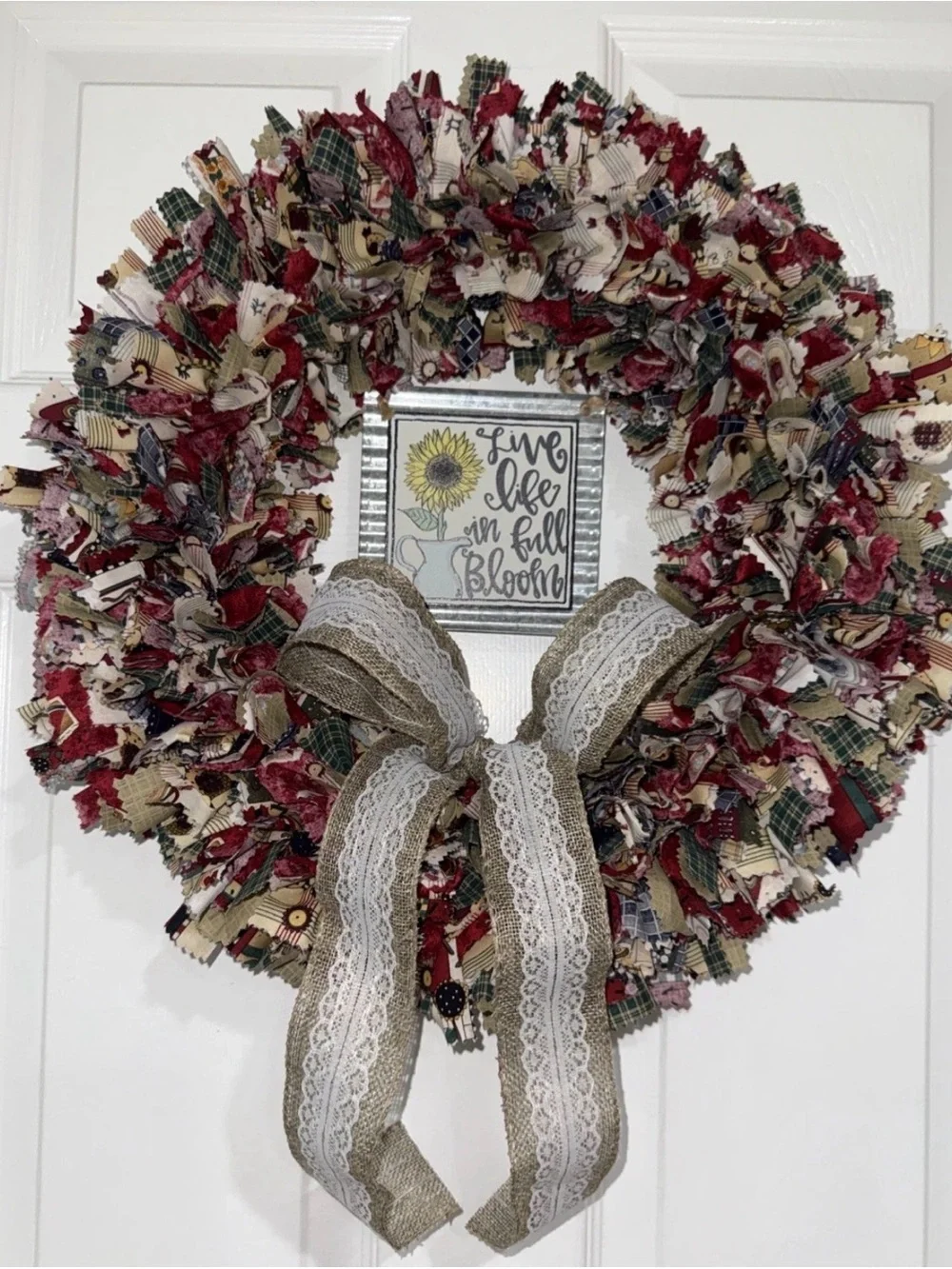 Handmade Rag Wreath Grandmacore Cottage Eclectic 